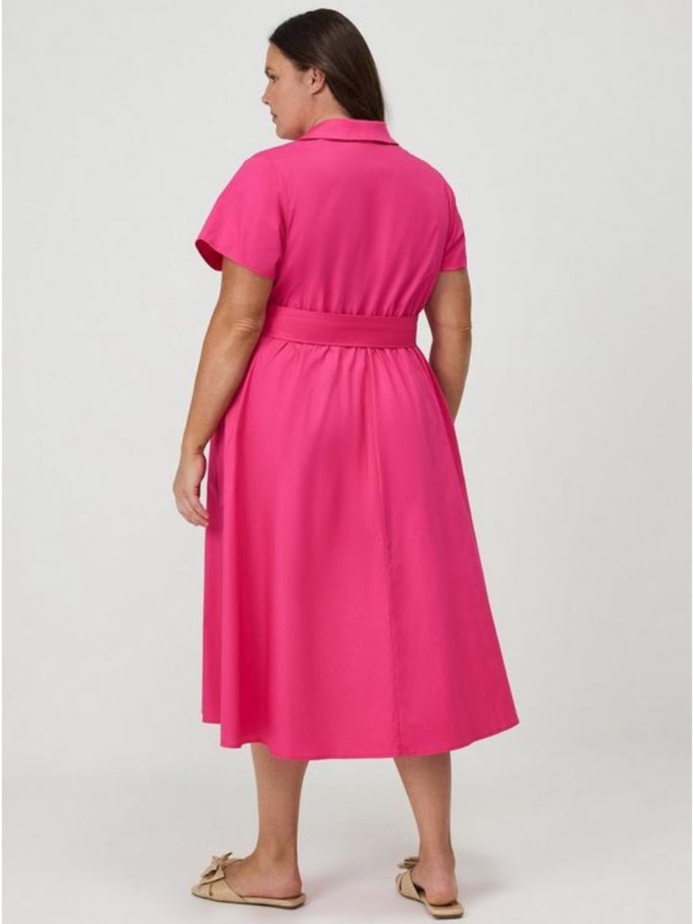 Torrid Cotton Poplin Surplice Midi Dress Size 00/US10 Beetroot Purple (Pink) NWT - Picture 3 of 16